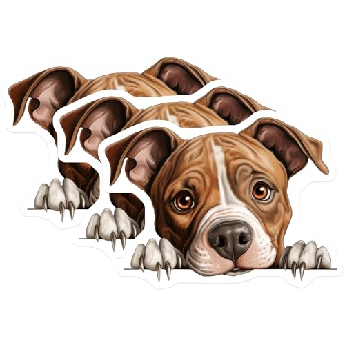 (3 Pack) Pitbull Dog Decals - Puppy Stickers - Laptop Decal - 3 Inches On Longest Side - Easy Peel & Apply - Made in USA - 3MCS8590