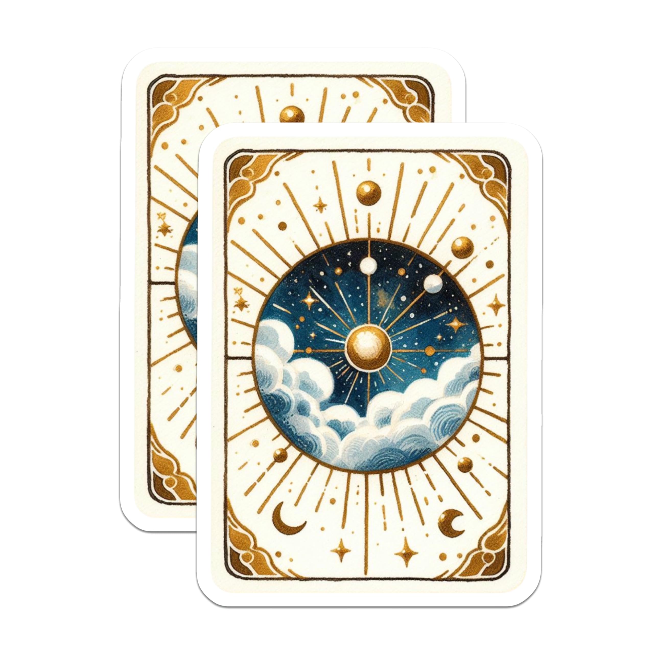 (2 Pack) Celestial Scene Magnets - Space Decor - Whimsical Astrology Art - 5" On Longest Side - Premium Magnet - for Cars, Refrigerators, Toolboxes, Lockers - Made in USA - MAG16054