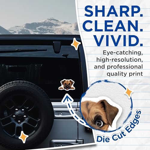 (2 Pack) Cute Puppy Stickers - Adorable Dog Decals - Animal Lover Sticker - 5" On Longest Side - Sticks to Smooth Flat Surfaces - Made in USA - BMCS9882