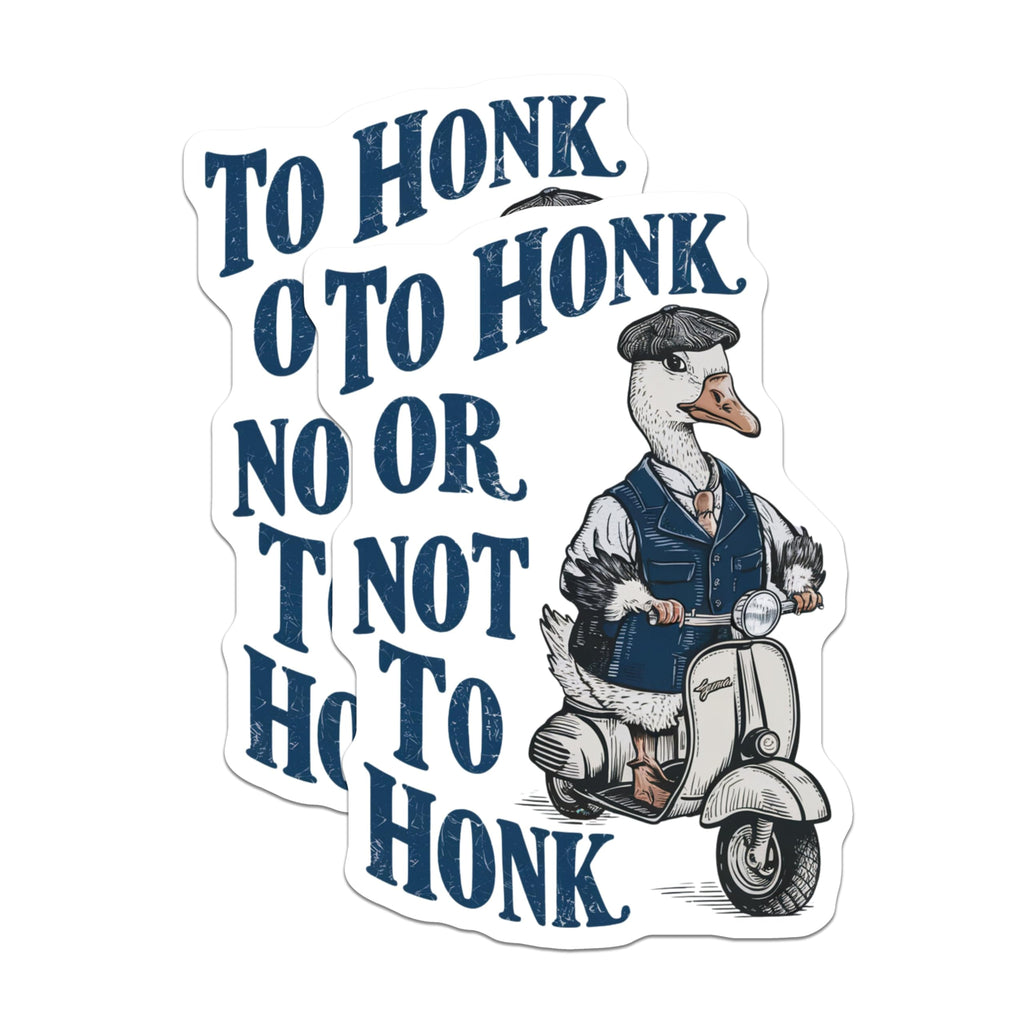(2 Pack) to Honk Or Not to Honk Stickers - Funny Animal Design - Scooter Riding Goose - 5" On Longest Side - Sticks to Smooth Flat Surfaces - Made in USA - BMCS5896