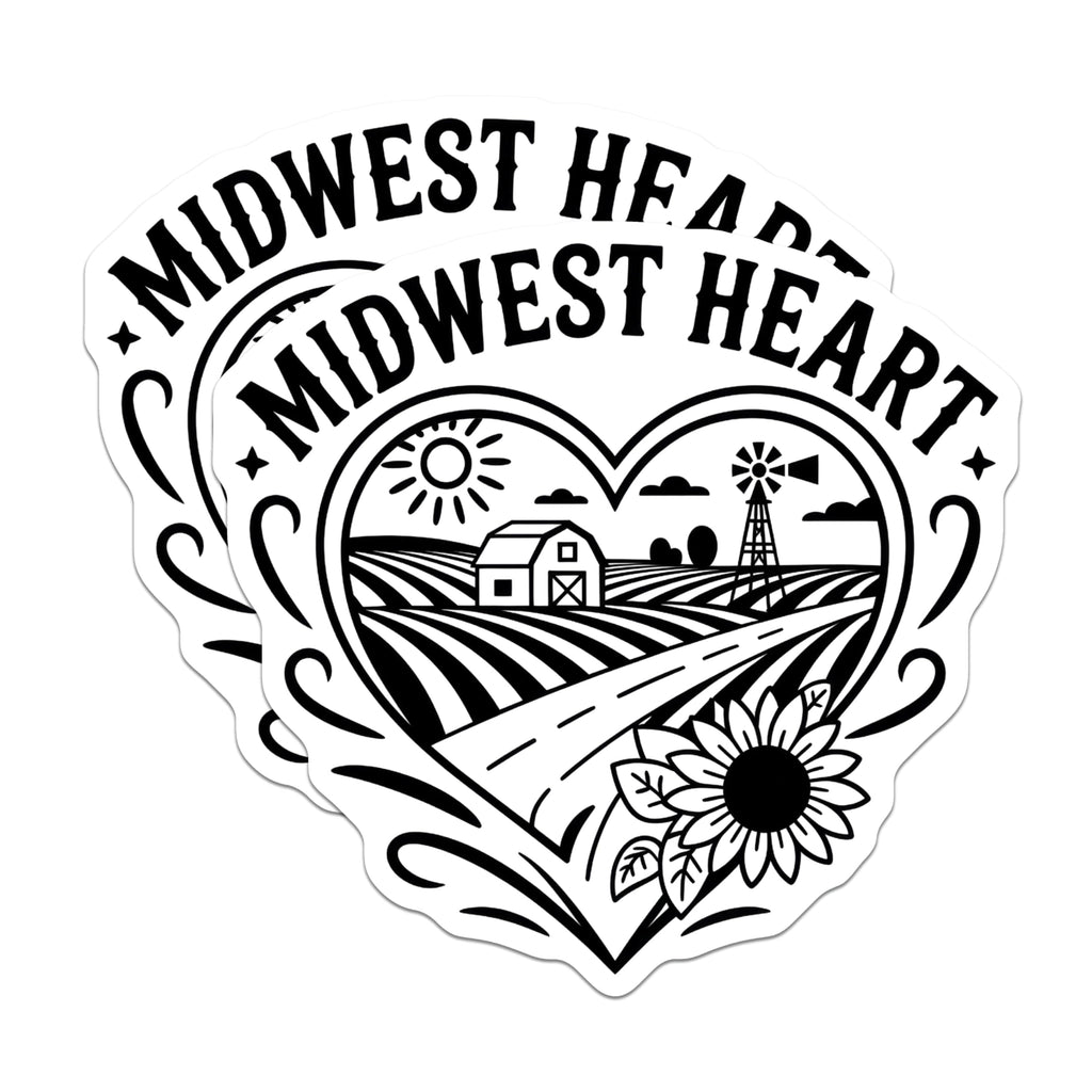 (2 Pack) Midwest Heart Magnets - Farmhouse Decor - Country Love Magnet Set - 5" On Longest Side - Premium Magnet - for Cars, Refrigerators, Toolboxes, Lockers - Made in USA - MAG17458
