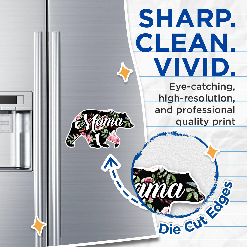 (2 Pack) Mama Bear Magnets - Floral Mama Bear Magnets - Cute Refrigerator Magnets- 5" On Longest Side - for Fridges, Toolboxes, Cars - Made in USA - MAG3001