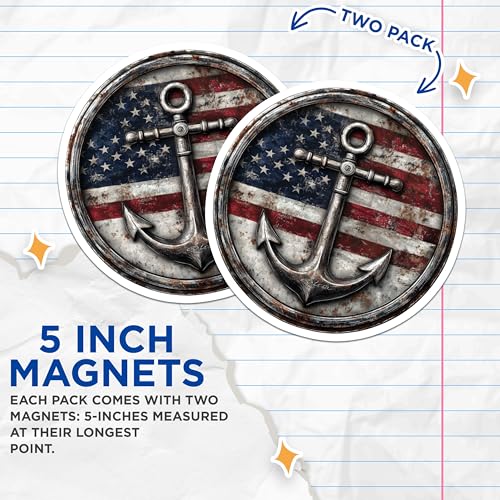 (2 Pack) 5" On Longest Side Magnet - Sticks to Smooth Flat Surfaces - Made in USA - MAG9435