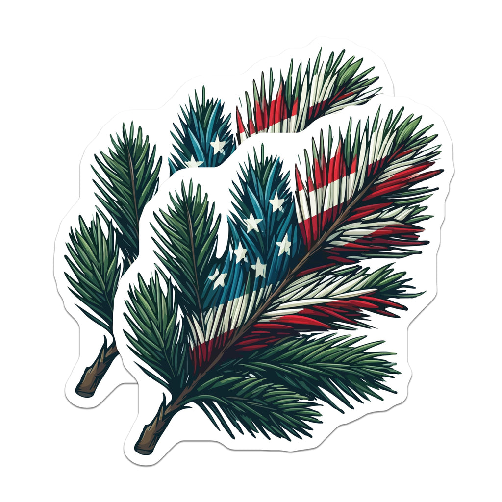 (2 Pack) American Flag Pine Magnets - Patriotic Evergreen Branch Decor - Fourth of July Veterans Day Tribute Display - 5 Inches On Longest Side - Thick Durable Magnet - Made in USA - MAG20060
