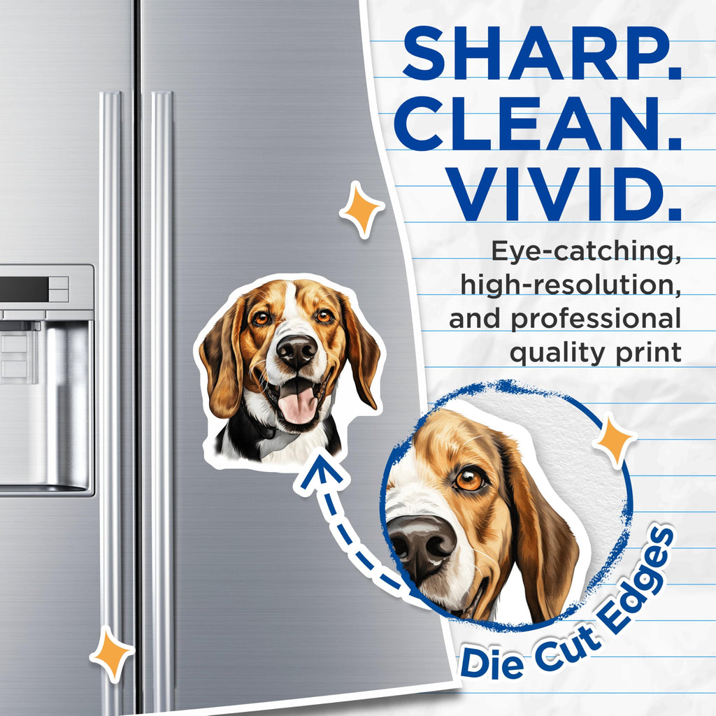(2 Pack) Beagle Dog Magnets - Pet Lover Fridge Decor - Happy Hound Breed Collectible - 5 Inches On Longest Side - Thick Durable Magnet - Made in USA - MAG28433