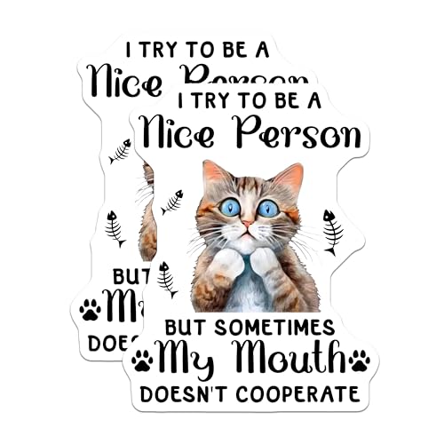 (2 Pack) Funny Cat Quote Magnets - 5" On Longest Side - for Cars, Fridges, Toolboxes - Made in USA - MAG7723