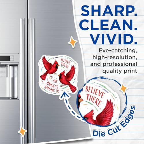(2 Pack) I Believe There are Angels Among Us Magnets Magnets - Red Cardinal Bird Decor - 5" On Longest Side - Made in USA - Sticks to Refrigerators & Metal Surfaces - MAG8890