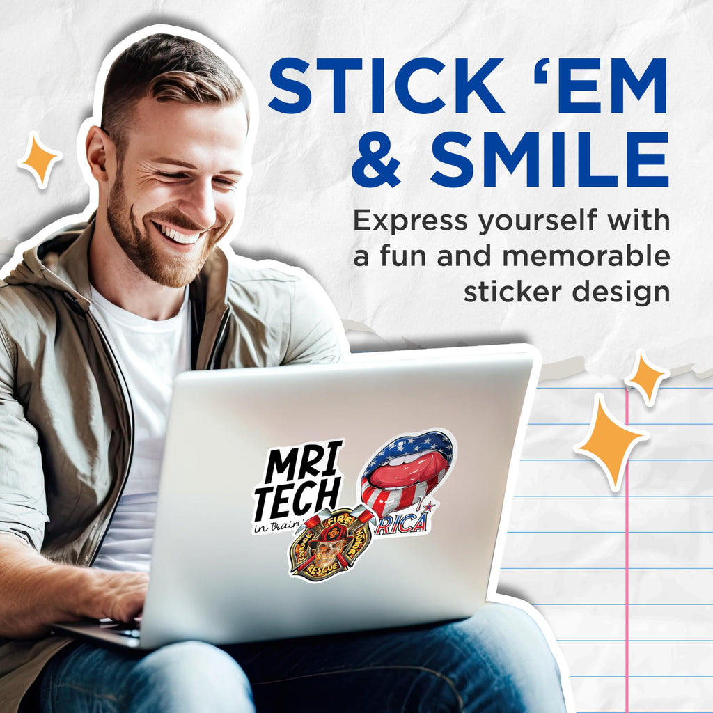 (2 Pack) MRI Tech in Training Stickers - Funny Medical Stickers - Healthcare Professional Sticker - 5" On Longest Side - Sticks to Smooth Flat Surfaces - Made in USA - BMCS5179