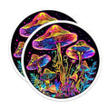 (2 Pack) Neon Mushroom Stickers - Psychedelic Art - Glowing Fungi Decal - Colorful Mushroom Sticker Set - 5" On Longest Side - Sticks to Smooth Flat Surfaces - Made in USA - BMCS6688