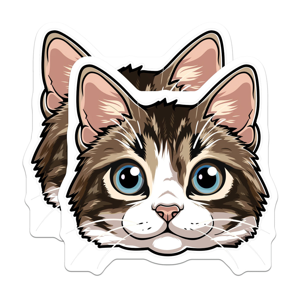 (2 Pack) Adorable Cat Face Magnets - Blue Eyed Kitty Fridge Decor - Pet Enthusiast Home Accent - Feline Lover Item - 5 Inches On Longest Side - Thick Durable Magnet - Made in USA - MAG37385