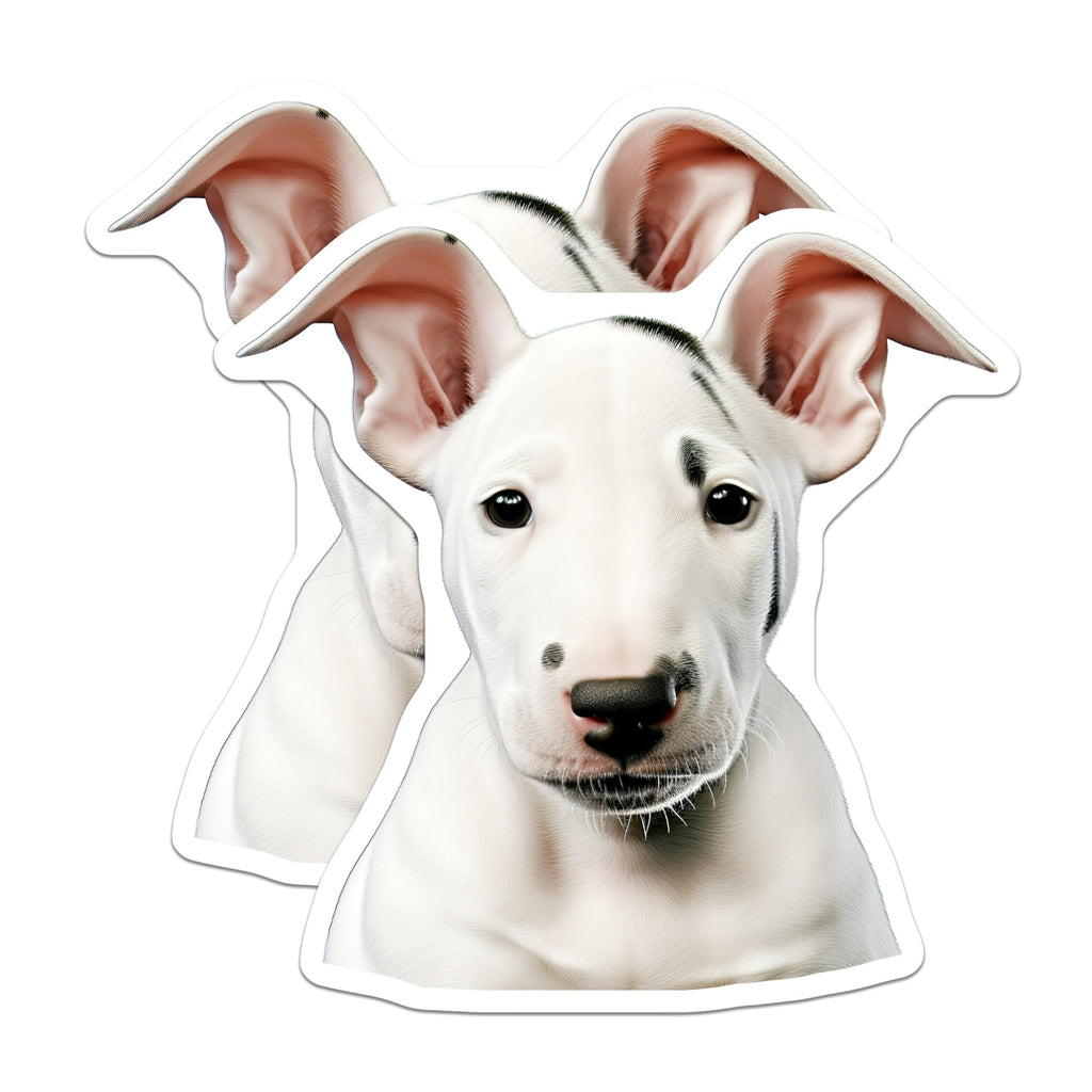 (2 Pack) Bull Terrier Puppy Magnets - Cute Dog Decor - Pet Owner Present - Refrigerator Whiteboard Accent - 5 Inches On Longest Side - Thick Durable Magnet - Made in USA - MAG29996