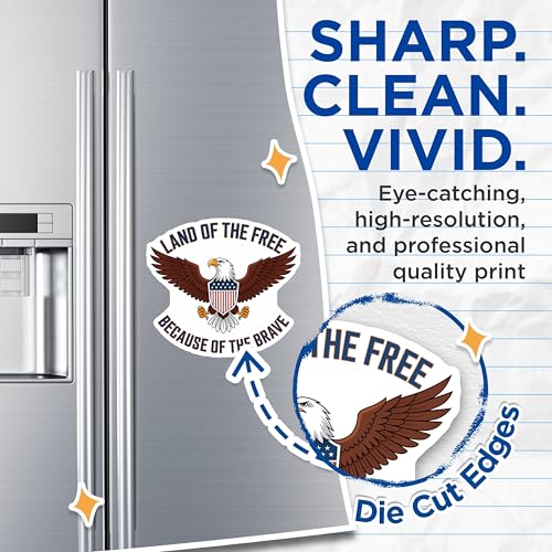 (2 Pack) Land of The Free Magnets - Patriotic Eagle Magnets - American Pride Magnets - Because of The Brave Magnets - 5" On Longest Side - for Cars, Fridges, Toolboxes - Made in USA - MAG3888