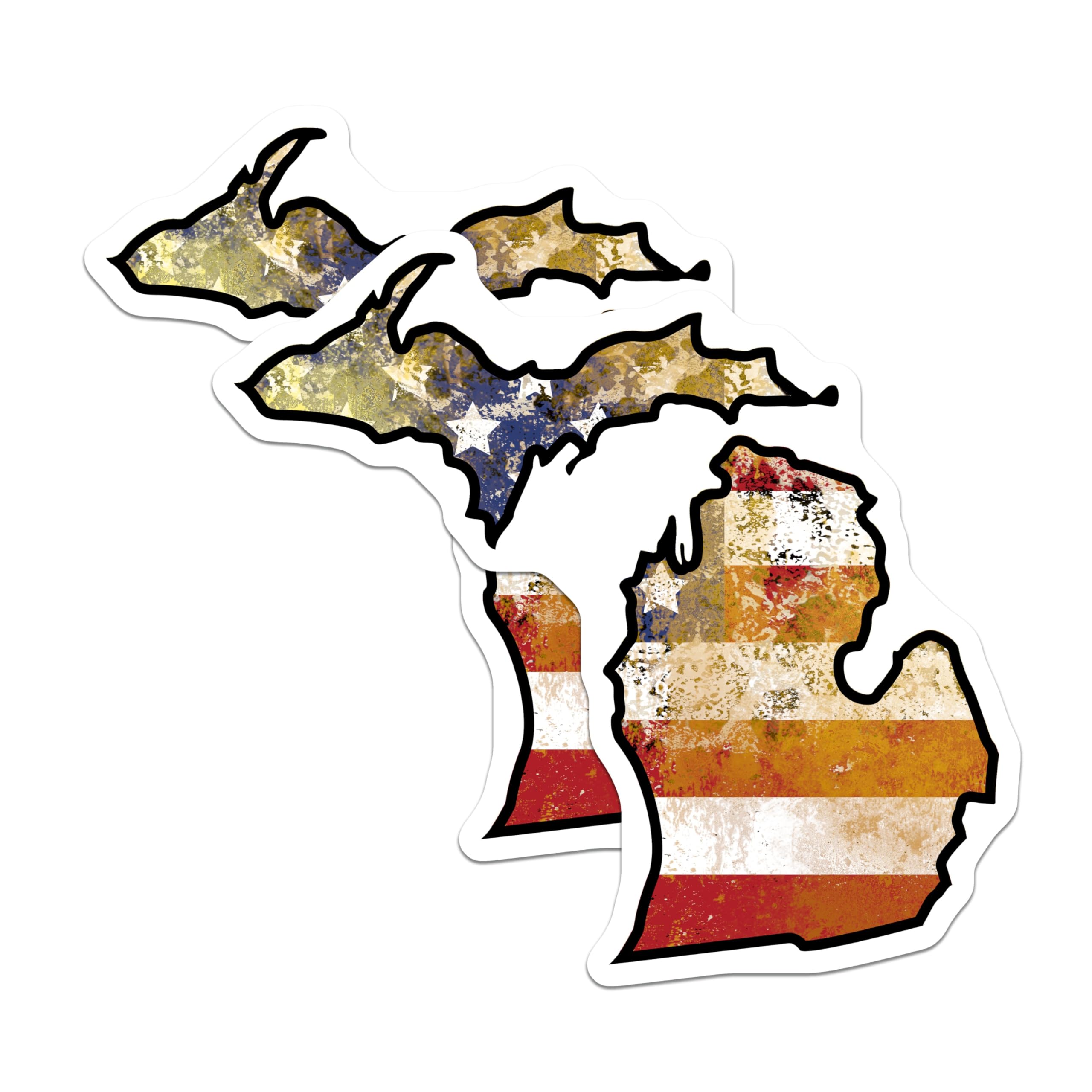 (2 Pack) Michigan State Magnets - Distressed American Flag Design - Patriotic US Decor - Great Lakes State Pride Magnet - 5 Inches On Longest Side - Thick Durable Magnet - Made in USA - MAG19252