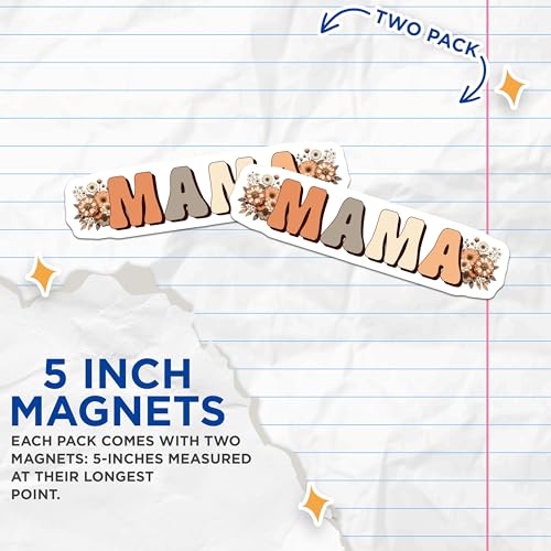 (2 Pack) Mama Floral Magnets - Kitchen Decor - Mother's Day Present - 5" On Longest Side - for Cars, Fridges, Toolboxes - Made in USA - MAG8194