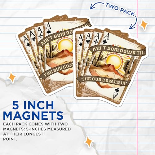 (2 Pack) Ace of Spades Playing Card Magnets Magnets - Western Art - Sun Desert Scene - 5" On Longest Side - Made in USA - Sticks to Refrigerators & Metal Surfaces - MAG9053