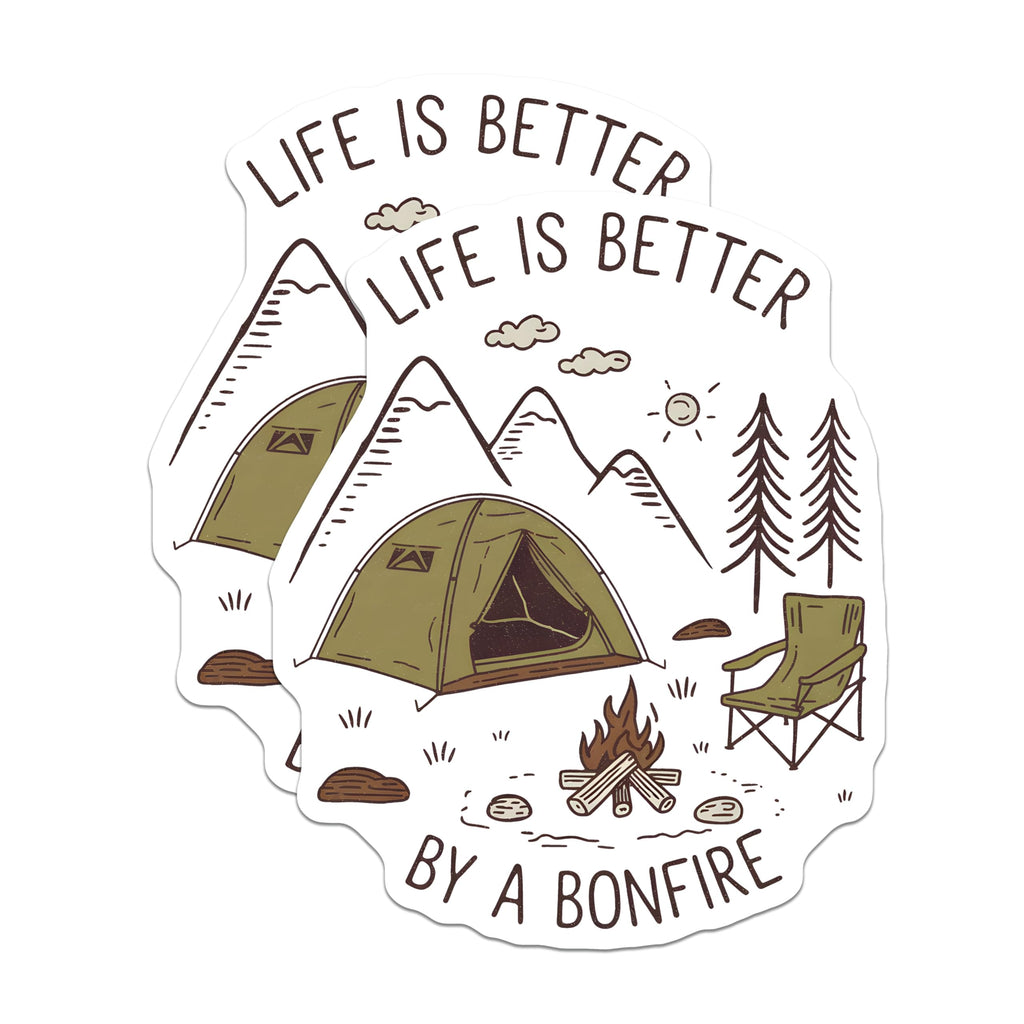 (2 Pack) Camping Trip Magnets - Bonfire Adventure - Outdoor Lover Refrigerator Decor - 5" On Longest Side - Premium Magnet - for Cars, Refrigerators, Toolboxes, Lockers - Made in USA - MAG17170