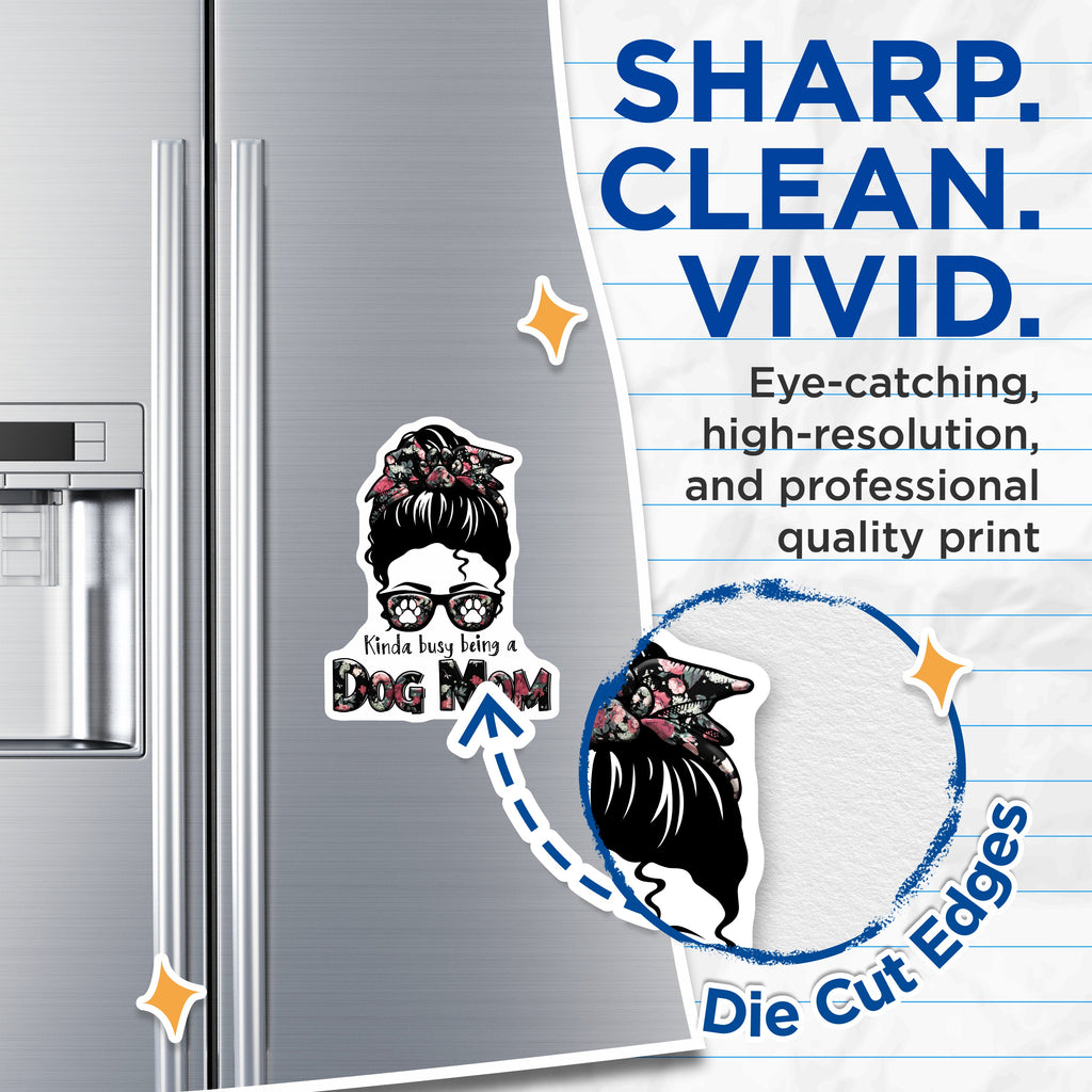 (2 Pack) Dog Mom Magnets - Floral Messy Bun Mama - Pet Lover Refrigerator Decor - 5 Inches On Longest Side - Thick Durable Magnet - Made in USA - MAG37954