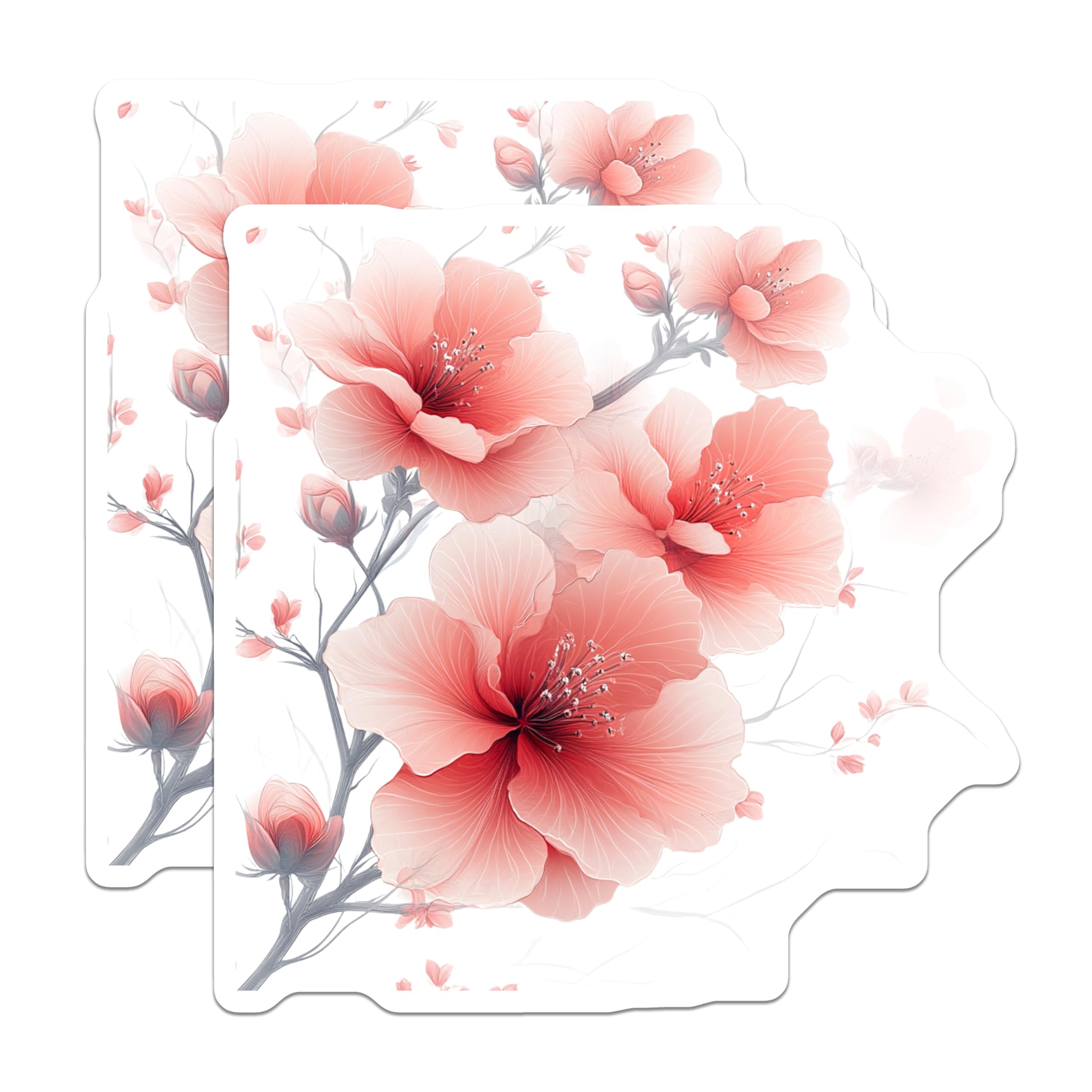 (2 Pack) Pink Floral Magnets - Spring Blossom Decor - Refrigerator Locker Display - 5 Inches On Longest Side - Thick Durable Magnet - Made in USA - MAG25295