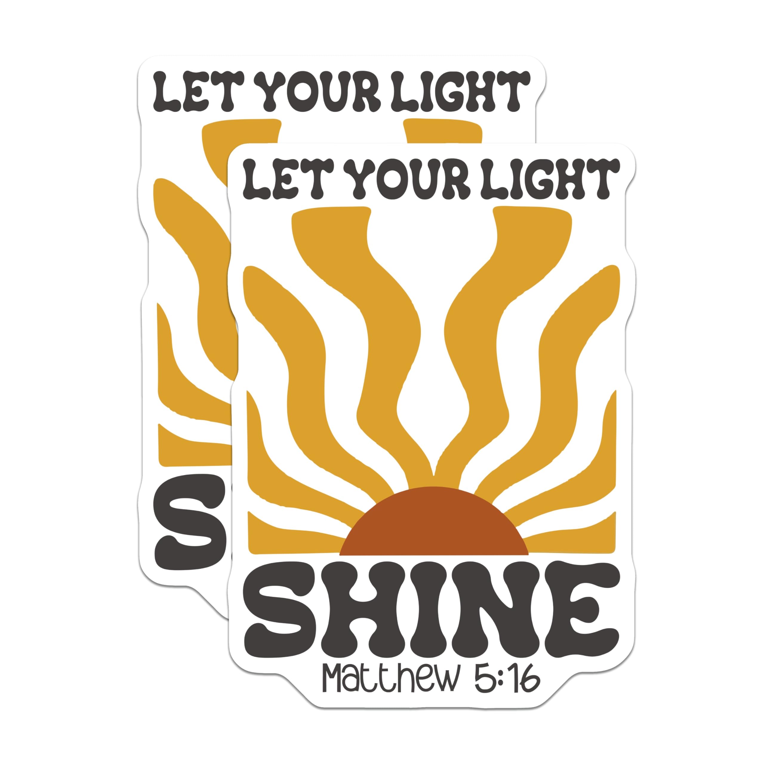 (2 Pack) Let Your Light Shine Magnets - Religious Inspired - Matthew 5 16 - Fridge Decor - 5" On Longest Side - Premium Magnet - for Cars, Refrigerators, Toolboxes, Lockers - Made in USA - MAG16909