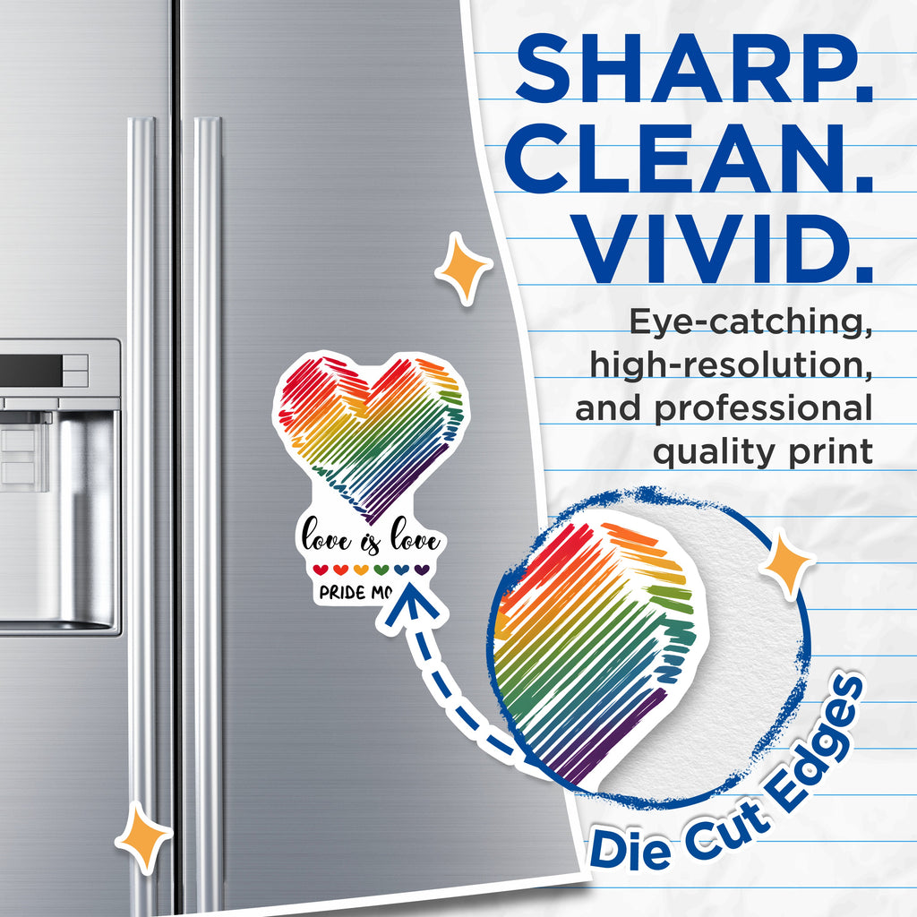 (2 Pack) Pride Magnets - Love is Love Decor - Rainbow Heart Ally Support - 5 Inches On Longest Side - Thick Durable Magnet - Made in USA - MAG38303
