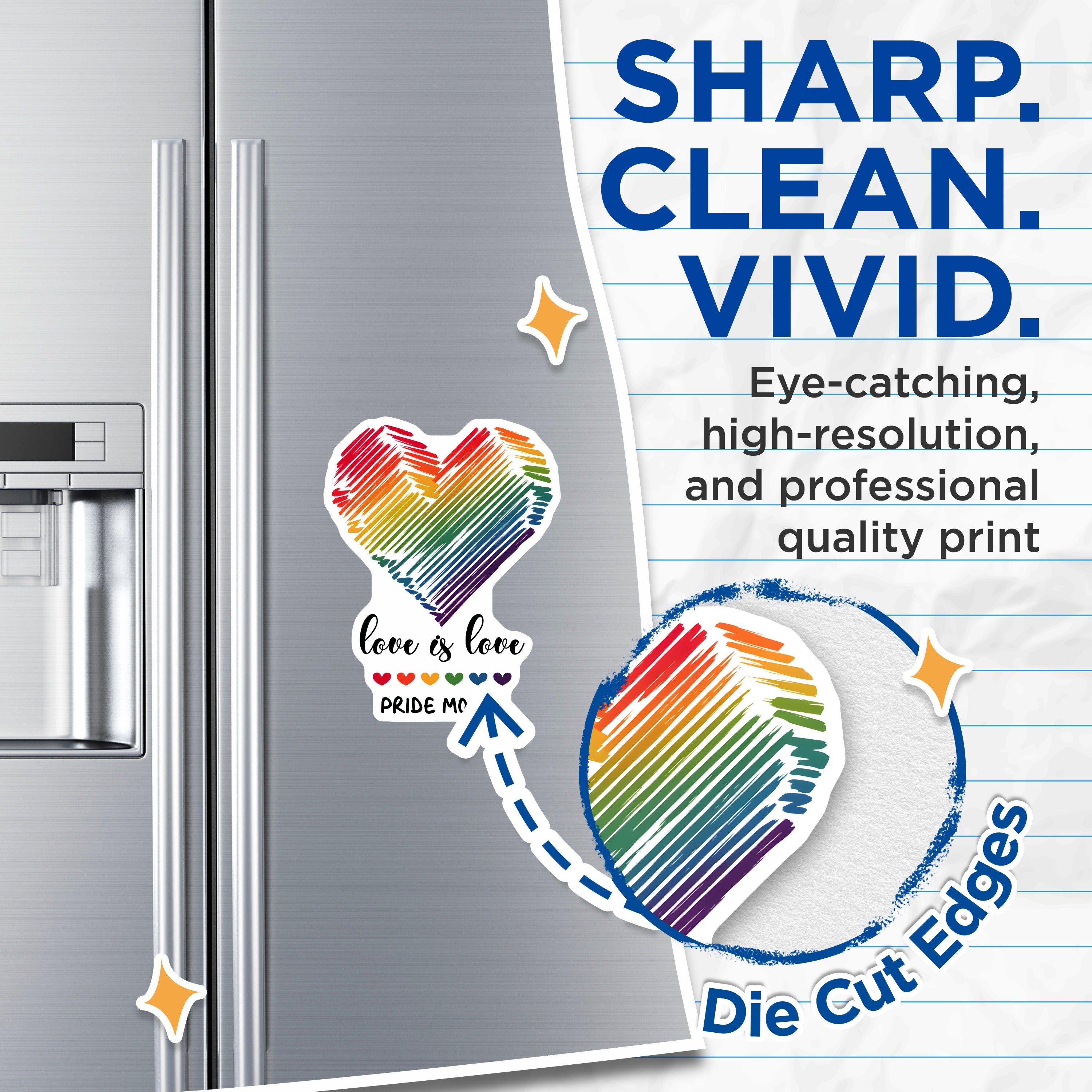 (2 Pack) Pride Magnets - Love is Love Decor - Rainbow Heart Ally Support - 5 Inches On Longest Side - Thick Durable Magnet - Made in USA - MAG38303
