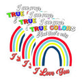 (3 Pack) True Colors Decals - Rainbow Love - Positive Affirmation- 3 Inches On Longest Side - Easy Peel & Apply - Made in USA - 3MCS5250