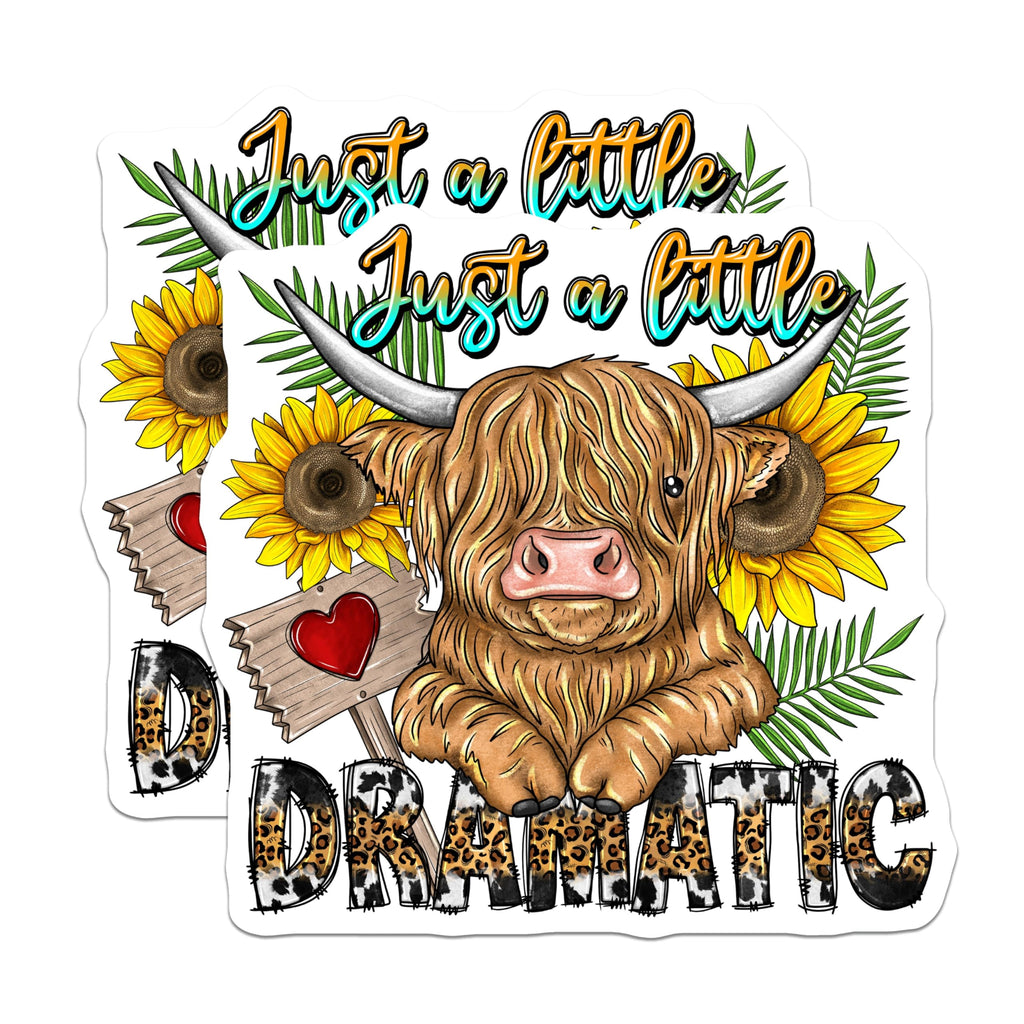 (2 Pack) Dramatic Highland Cow Magnets - Funny Farmhouse Kitchen Decor - Sunflowers Animal Print Accent - 5 Inches On Longest Side - Thick Durable Magnet - Made in USA - MAG24174
