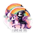 (2 Pack) Cute Grim Reaper Magnets - Unicorn Rainbow Pastel Goth Decor - Funny Work Sarcastic Quote Refrigerator Magnet - 5 Inches On Longest Side - Thick Durable Magnet - Made in USA - MAG37637