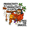 (2 Pack) Amusing Sloth Character Magnets - Productivity is A Myth Pass The Snacks Humor - Chill Animal Fridge Decor - 5 Inches On Longest Side - Thick Durable Magnet - Made in USA - MAG21794