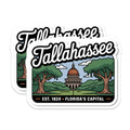 (2 Pack) Tallahassee Stickers - Florida Capital City - Travel Souvenir Stickers - 5" On Longest Side - Sticks to Smooth Flat Surfaces - Made in USA - BMCS18005