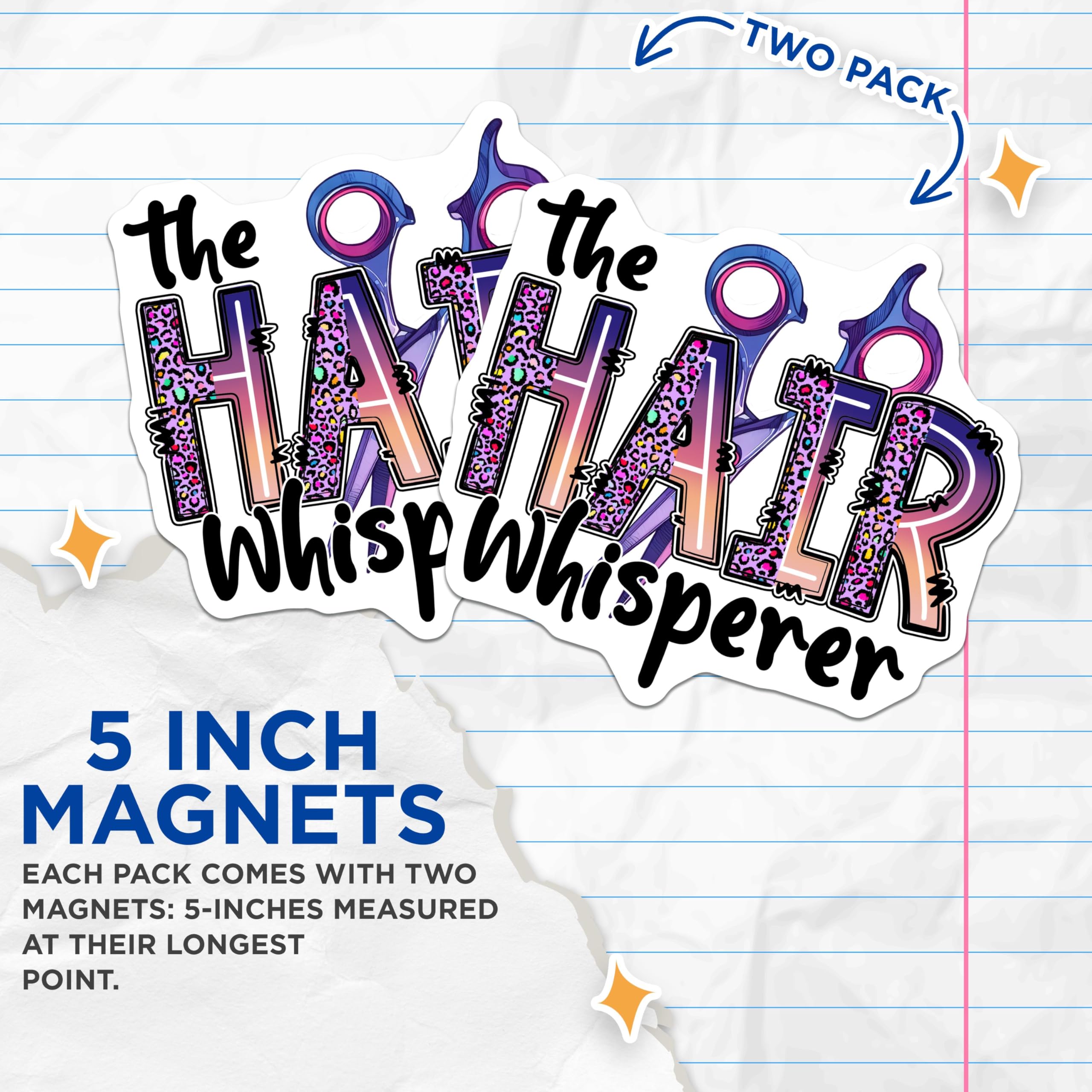 (2 Pack) The Hair Whisperer Magnets - Hair Dresser Decor - Salon Fridge Accessories - 5" On Longest Side - for Cars, Fridges, Toolboxes - Made in USA - MAG7570