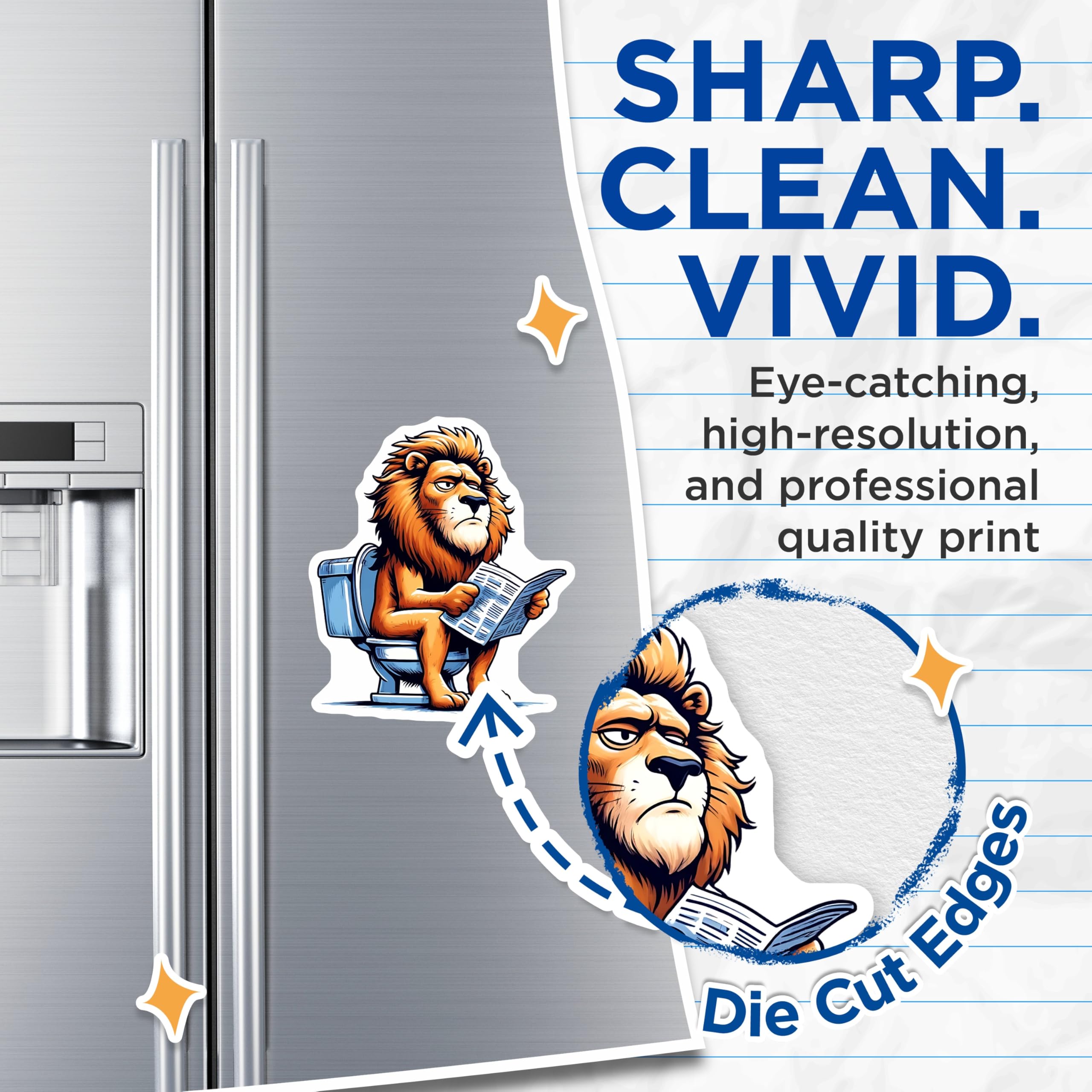 (2 Pack) Lion on Toilet Magnets - Funny Bathroom Decor - Cartoon Animal Magnets - 5" On Longest Side - Premium Magnet - for Cars, Refrigerators, Toolboxes, Lockers - Made in USA - MAG15342