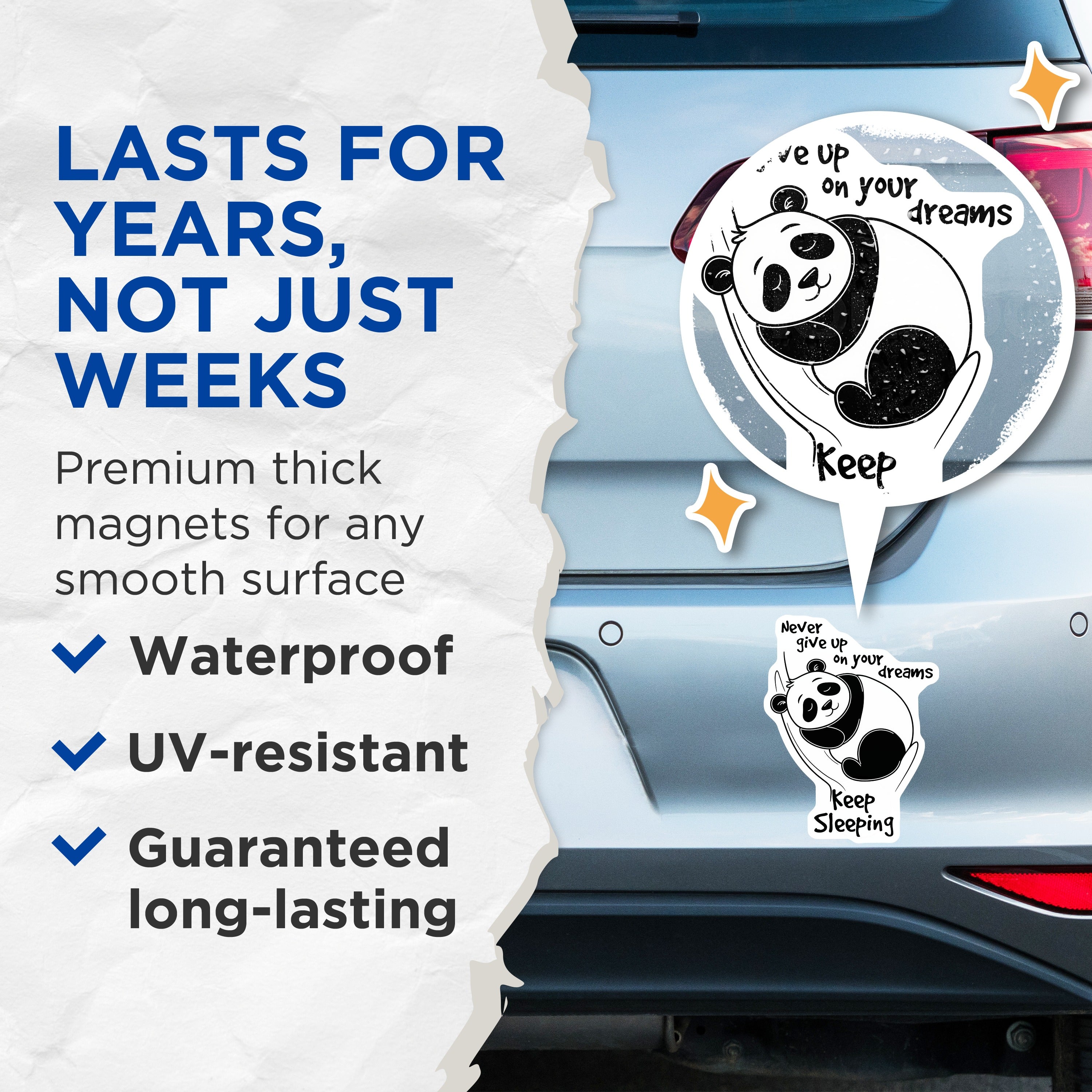 (2 Pack) Panda Magnets - Funny Sleepy Quote Magnets - Cute Animal Refrigerator Decor - Witty Encouragement - 5 Inches On Longest Side - Thick Durable Magnet - Made in USA - MAG39539