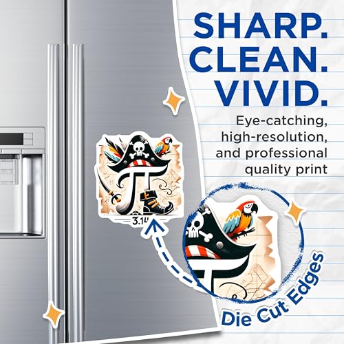 (2 Pack) Pirate Pi Magnets - Educational Decor - 5" On Longest Side - for Cars, Fridges, Toolboxes - Made in USA - MAG8172
