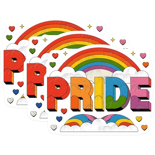 (3 Pack) Pride Rainbow Decals - LGBT Decal - Pride Month Sticker - 3 Inches On Longest Side - Easy Peel & Apply - Made in USA - 3MCS7919