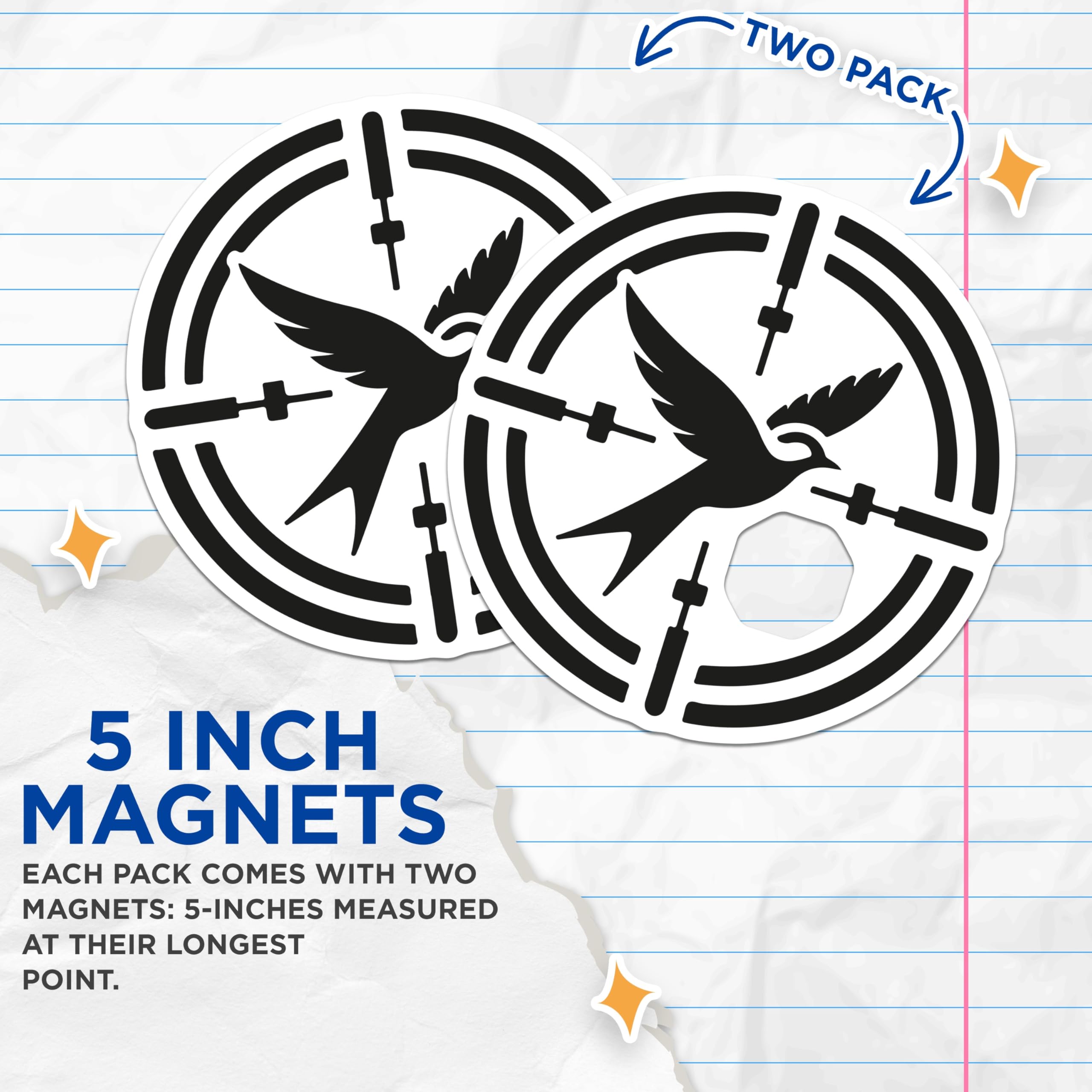 (2 Pack) Swallow Target Magnets - Hunter Bird Art - Fridge Locker Decor - 5 Inches On Longest Side - Thick Durable Magnet - Made in USA - MAG21963