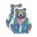 (2 Pack) Cool Bear Stickers - Fun Animal Stickers - Cute Animal Art - 5" On Longest Side - Sticks to Smooth Flat Surfaces - Made in USA - BMCS9504