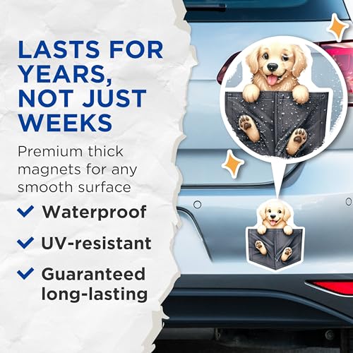 (2 Pack) Cute Dog Magnets - Novelty Animal Magnets - Ative Fridge Magnets - 5" On Longest Side - for Cars, Fridges, Toolboxes - Made in USA - MAG4075