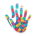 (2 Pack) Hand Puzzle Magnets - Autism Awareness - Colorful Handprint Puzzle Piece Design - 5" On Longest Side - for Cars, Fridges, Toolboxes - Made in USA - MAG7892