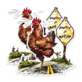 (2 Pack) Funny Animal Stickers - Poultry in Motion Stickers - Chicken Crossing Road Stickers - 5" On Longest Side - Sticks to Any Smooth Flat Surface - Made in USA - BMCS2605