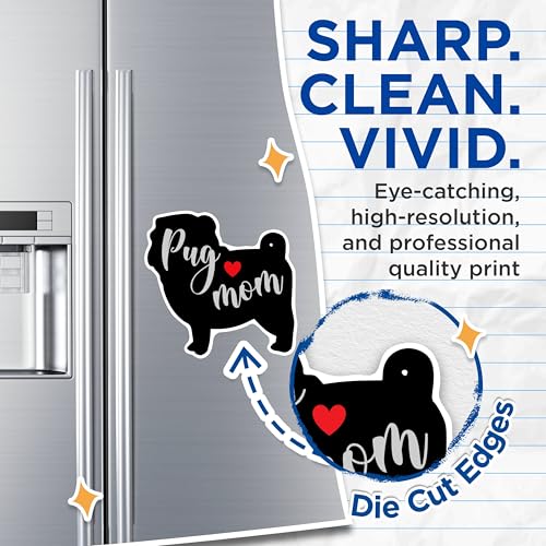 (2 Packs) Pug Mom Magnets - Pug Dog Breed Magnets - 5 Inches On Longest Side - Premium Magnet - for Fridges, Toolboxes, Cars - Made in USA - MAG2516