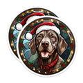 (2 Pack) Christmas Dog Magnets - Chocolate Lab Santa Hat - Stained Glass Pet Lover Refrigerator Decor - 5 Inches On Longest Side - Thick Durable Magnet - Made in USA - MAG28225
