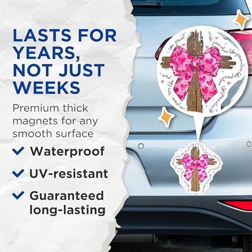(2 Pack) Love Like Jesus Magnets - Heart Cross Magnets - Christian Faith Magnets - 5" On Longest Side - for Cars, Refrigerators, Toolboxes, Lockers - Made in USA BMCS3522
