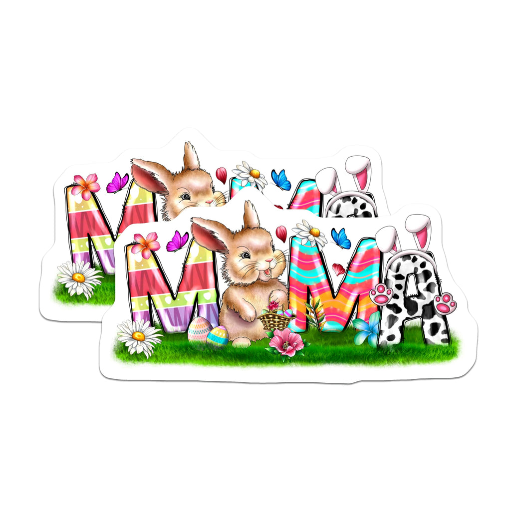 (2 Pack) Easter Mama Magnets - Spring Bunny Decor for Mom - Mother's Day Kitchen Refrigerator Art - 5 Inches On Longest Side - Thick Durable Magnet - Made in USA - MAG28310