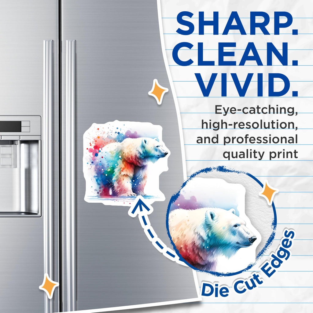 (2 Pack) Polar Bear Magnets - Watercolor Art Magnets - Fridge Magnets - 5" On Longest Side - Premium Magnet - for Cars, Refrigerators, Toolboxes, Lockers - Made in USA - MAG14370