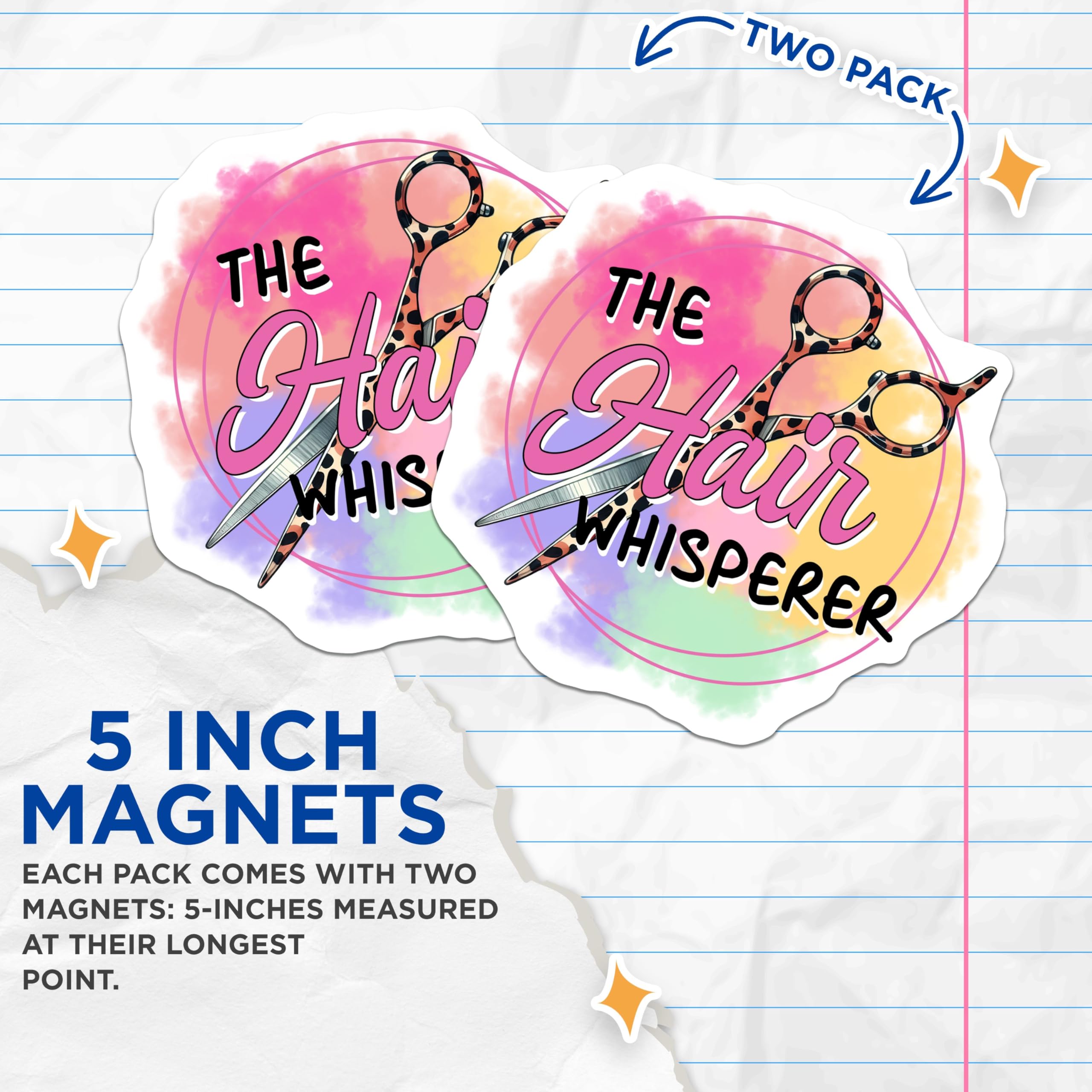 (2 Pack) The Hair Whisperer Magnets - Hair Stylist Decor - 5" On Longest Side - for Cars, Fridges, Toolboxes - Made in USA - MAG7565