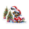 (2 Pack) Christmas Dachshund Magnets - Holiday Wiener Dog - Pet Lover Fridge Decor - 5 Inches On Longest Side - Thick Durable Magnet - Made in USA - MAG28326
