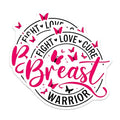 (2 Pack) Breast Cancer Awareness Stickers - Fight Love Cure Warrior - Breast Cancer Support - 5" On Longest Side - Sticks to Smooth Flat Surfaces - Made in USA - BMCS3688