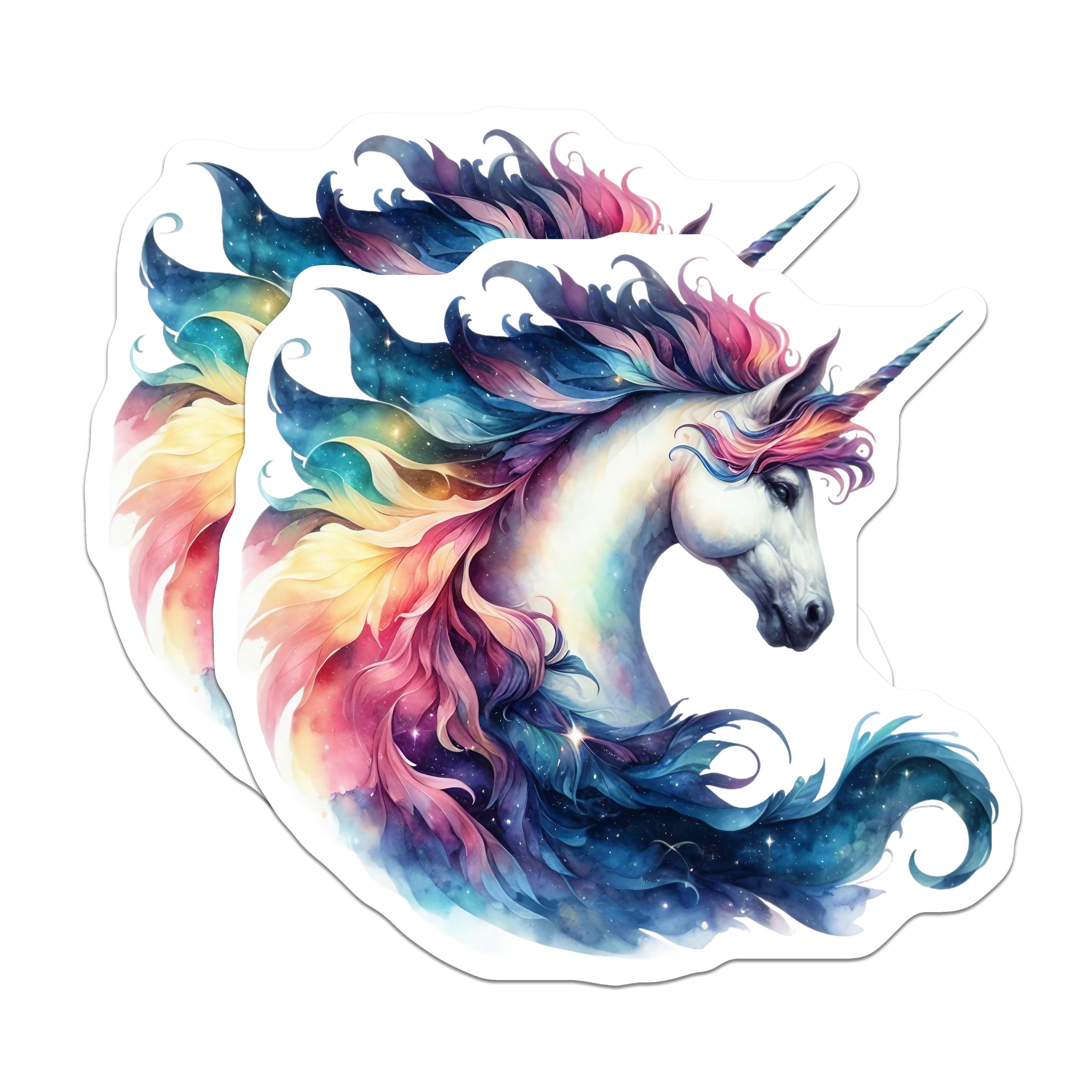 (2 Pack) Cosmic Unicorn Magnets - Watercolor Fantasy Art - Magical Creature Accent - 5 Inches On Longest Side - Thick Durable Magnet - Made in USA - MAG36593