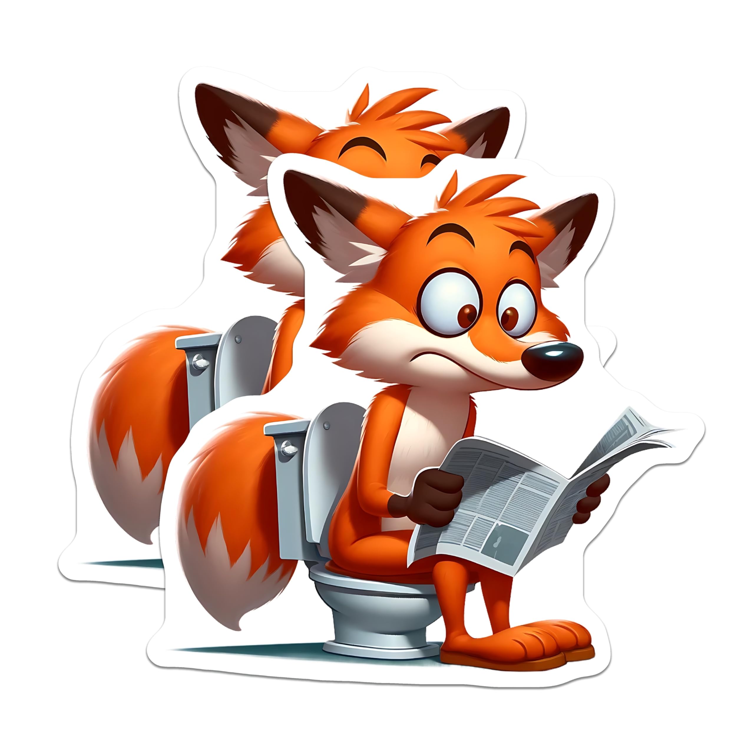 (2 Pack) Funny Fox Magnets - Cartoon Animal Fridge Magnets - Reading Newspaper Magnets - 5" On Longest Side - Premium Magnet - for Cars, Refrigerators, Toolboxes, Lockers - Made in USA - MAG14914